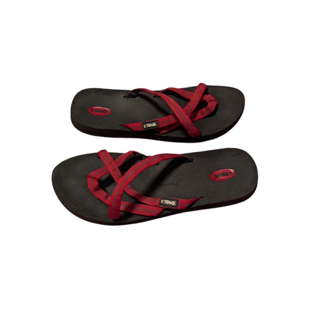 Teva Olowahu Strappy Mush Sole Flip Flop Sandals Thong Red Women's Size 7